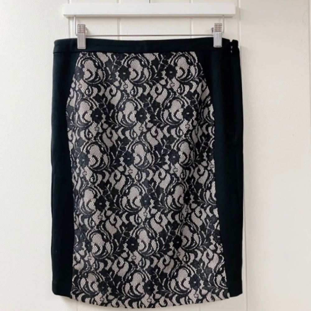 Y2k Lace Overlay Whimsigoth Pencil Skirt Womens SZ 4 Black Corpcore Dark romance